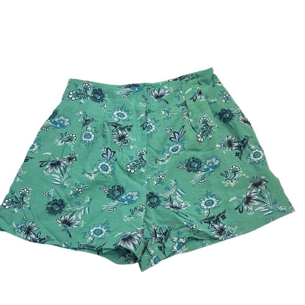 Ann Taylor Women's Green Floral High Waisted Shorts Size 4